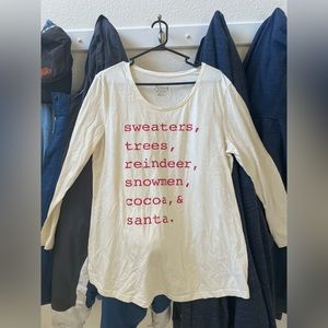 Two (2) Natural Reflections long sleeved holiday themed shirts- never worn